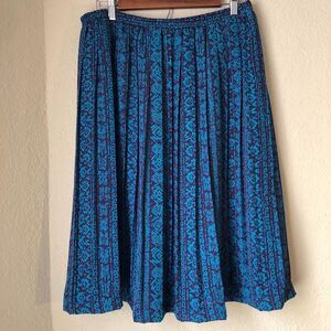 Leslie Fay Womens Midi Skirt Abstract Print Sheer Accordion Pleated Maximalist